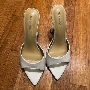 Tony Bianco White Pointed Open-Back Mules
